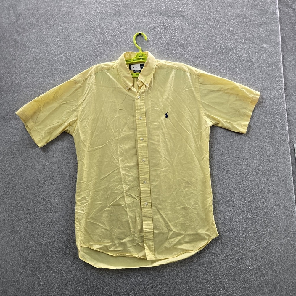 Ralph Lauren Men Button Up Shirt L Yellow Embroidered Blake Casual Shirt READ